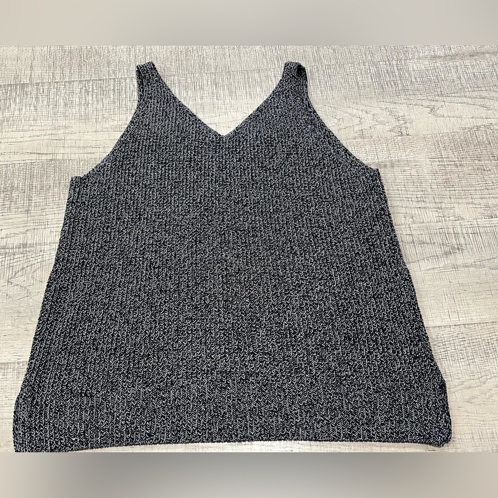Ann Taylor Loft Navy Heavy Knit V-Neck Sweater Tank Top Size XL - Picture 3 of 11